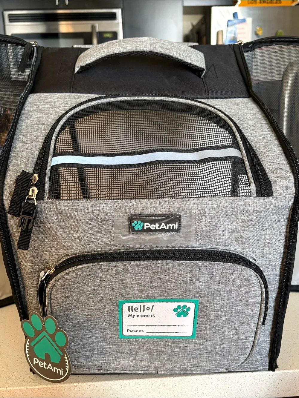 Gray Soft-Sided Dog Carrier Backpack with Mesh Ventilation